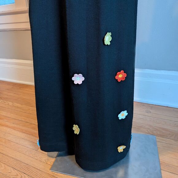 Vintage 70s Jon Michel Wool Maxi Dress Collared Dark Academia 13/14 - FLAWED - Picture 4 of 12